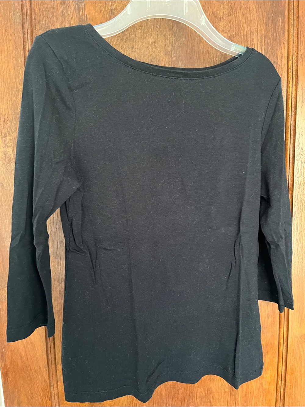 Talbots Petites M Black 3/4 Sleeve Boatneck Top